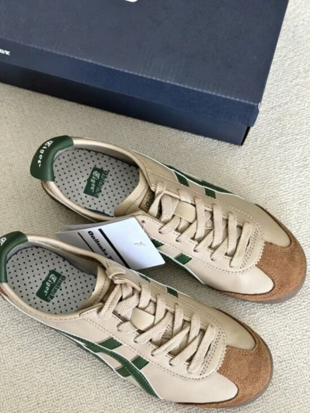 Onitsuka Tiger Mexico 66 Cream Brown Green Retro Sneakers Women’s - Picture 3 of 9